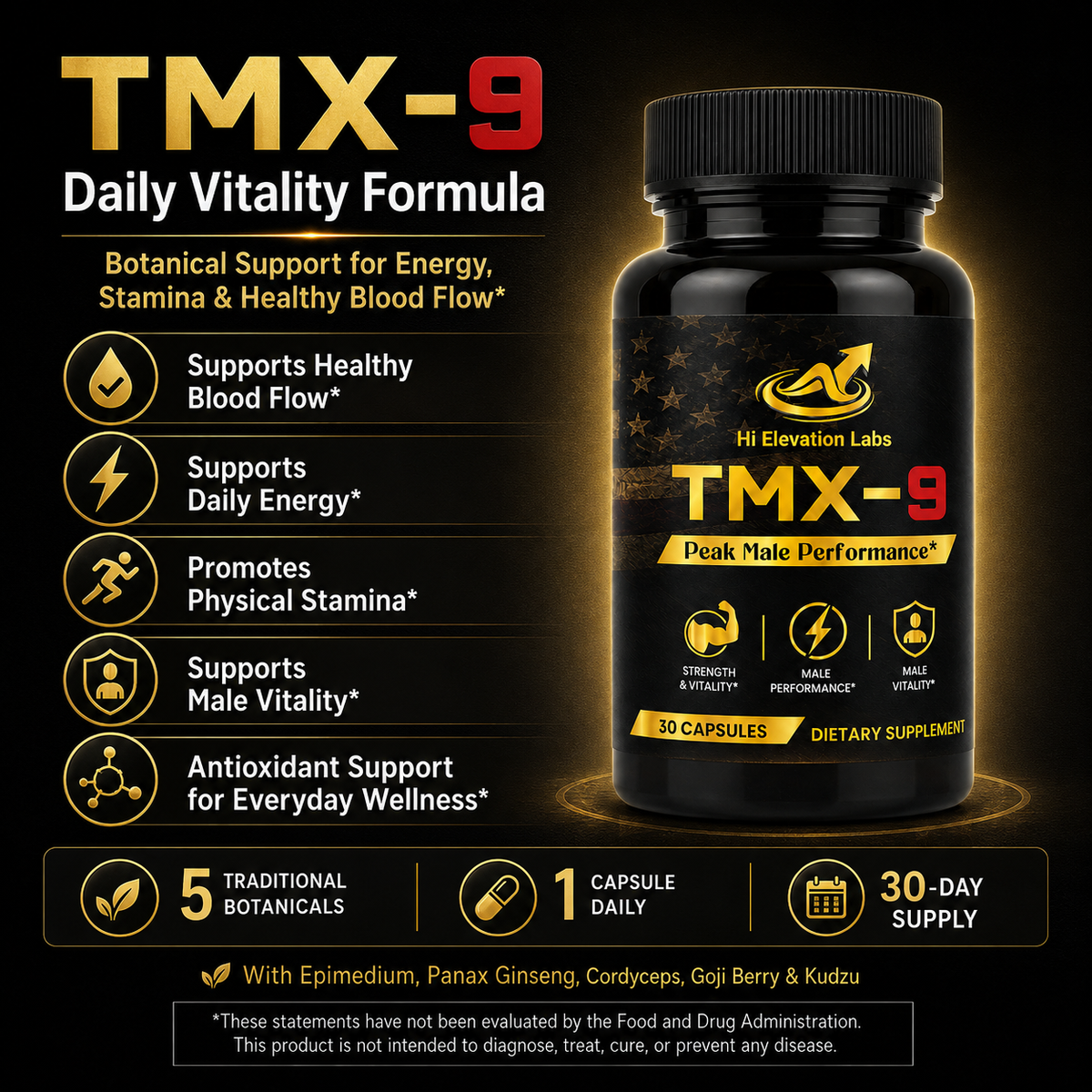 TMX-9 Daily Men’s Vitality Formula – 30 Capsules
